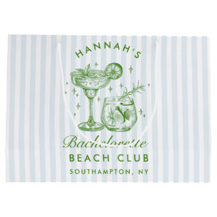 Retro Modern Vintage Blue Bachelorette Large Gift Bag