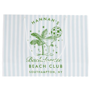 Retro Modern Vintage Blue Bachelorette Large Gift Bag