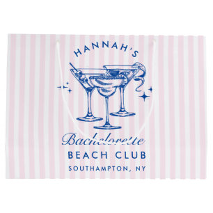 Retro Modern Vintage Blue Bachelorette Large Gift Bag