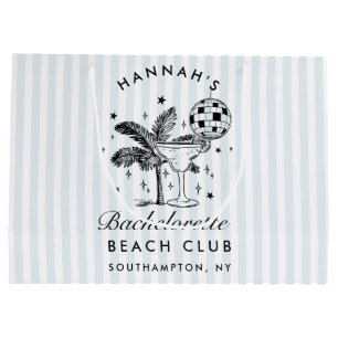 Retro Modern Vintage Blue Bachelorette Large Gift Bag