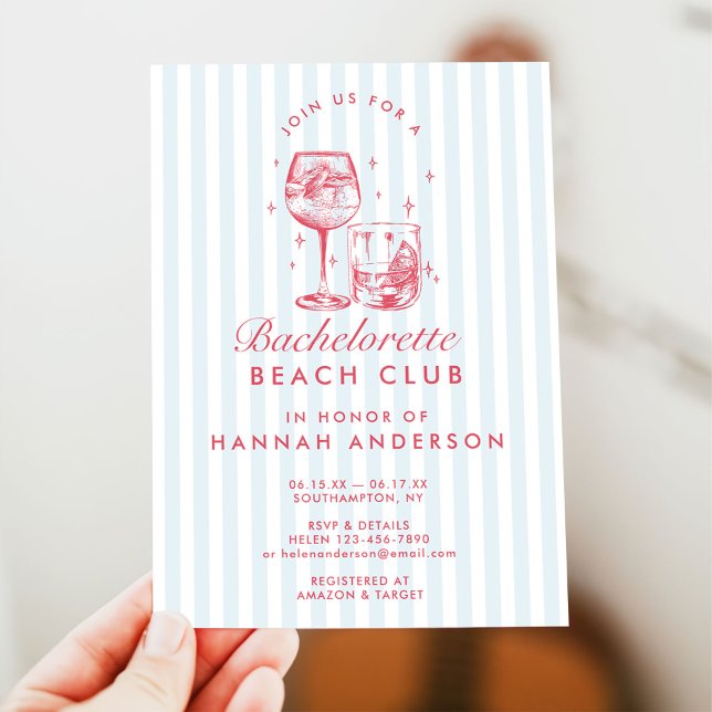 Retro Modern Vintage Blue Bachelorette Weekend Invitation (Creator Uploaded)