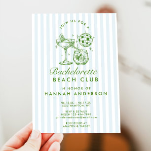 Retro Modern Vintage Blue Bachelorette Weekend Invitation