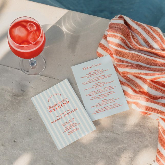 Retro Modern Vintage Blue Bachelorette Weekend Invitation (Retro Modern Vintage Blue Bachelorette Weekend Invitation)