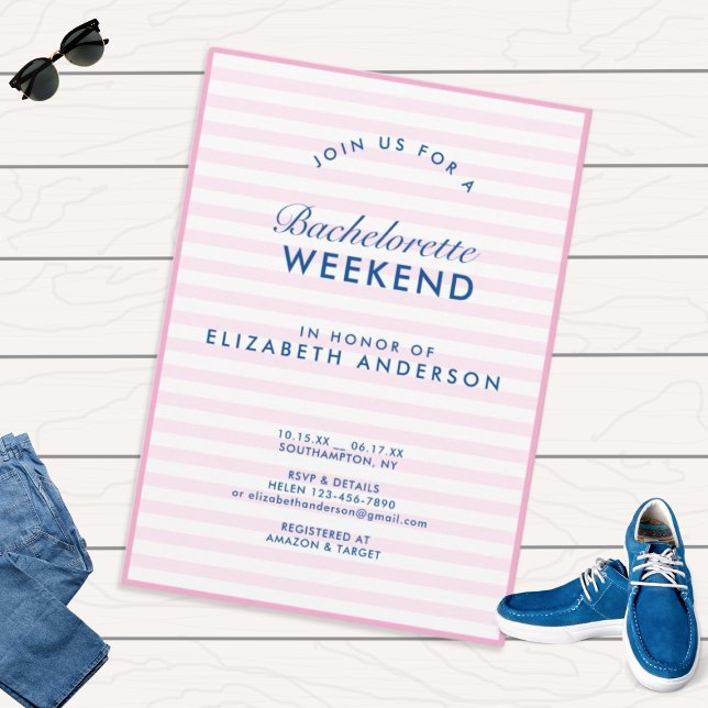 Retro Modern Vintage Pink Bachelorette Weekend Invitation (Creator Uploaded)