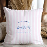 Retro Modern Vintage Pink & Navy Blue Bachelorette Cushion<br><div class="desc">Add a touch of retro charm to your bachelorette celebration with the customisable Retro Modern Vintage Pink & Navy Blue Bachelorette Throw Pillow. The entire text of this template is editable, allowing you to tailor it to match the unique style and theme of your celebration. Designed to complement the "Retro...</div>