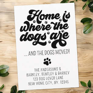 Retro Modern We Have Moved New Address Dog Moving Announcement