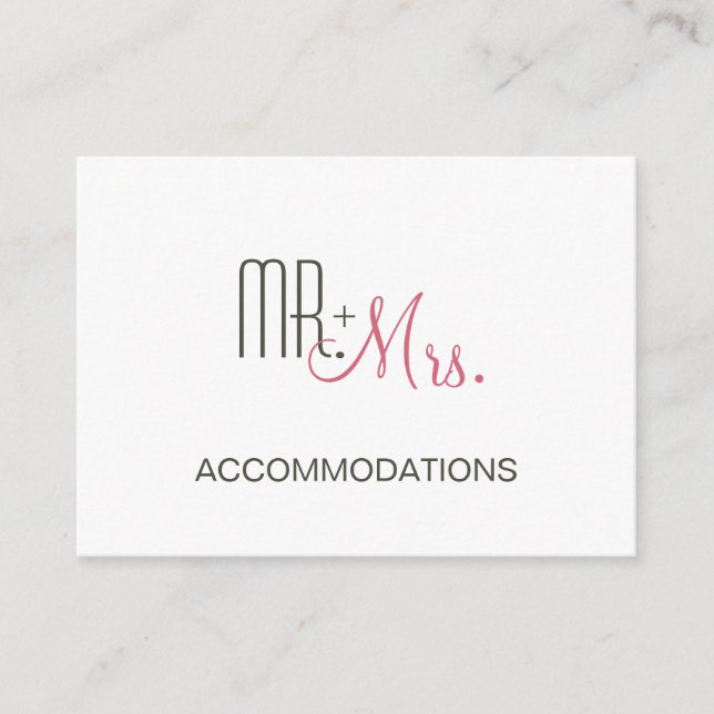 Retro Modern Wedding Accommodations Enclosure Card (Front)