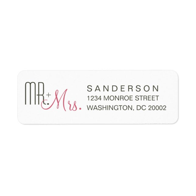Retro Modern Wedding Return Address Labels (Front)