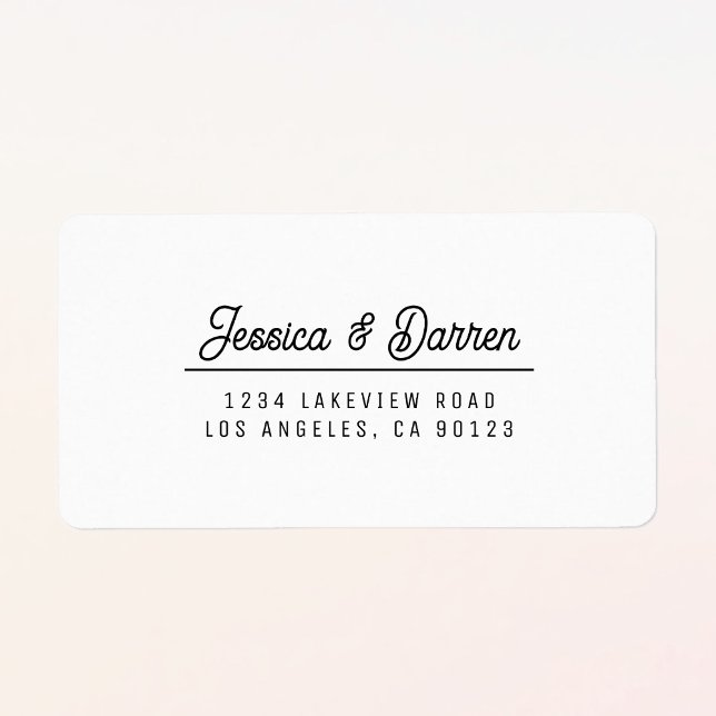 Retro-Modern White & Black Wedding Return Address Label (Creator Uploaded)