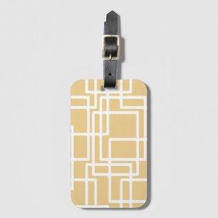 Retro Modern White Rectangles On Camel Luggage Tag
