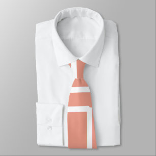 Retro Modern White Rectangles On Coral Tie