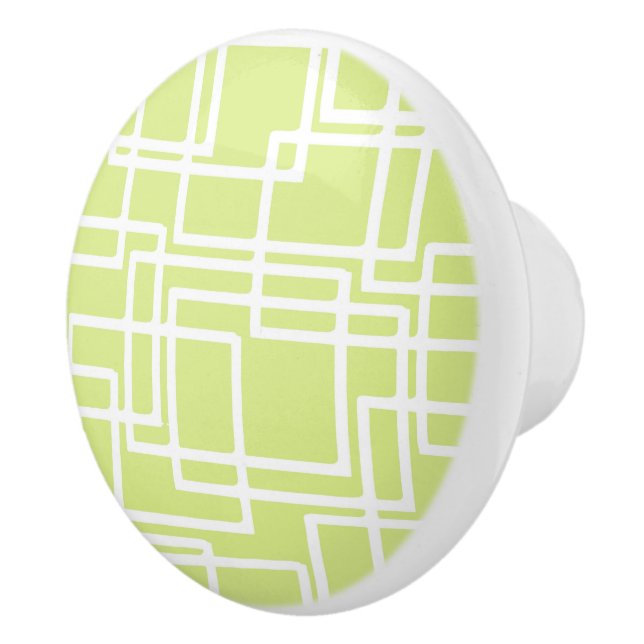 Retro Modern White Rectangles On Pale Grape Ceramic Knob (Right)