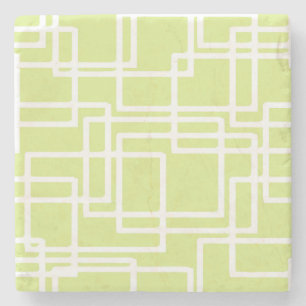Retro Modern White Rectangles On Pale Grape Stone Coaster