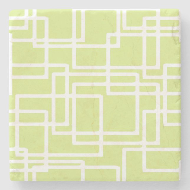Retro Modern White Rectangles On Pale Grape Stone Coaster (Front)