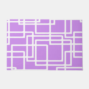 Retro Modern White Rectangles On Pale Lilac Doormat