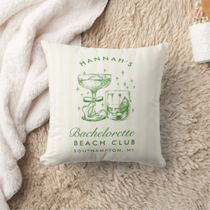 Retro Modern Yellow & Green Bachelorette Weekend Cushion
