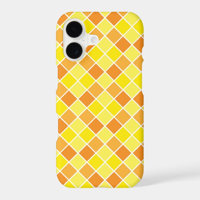 Retro Modern Yellow Orange Checkers Square Pattern (Back)