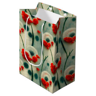 Retro Mohnblumen Mittlere Geschenktüte Medium Gift Bag