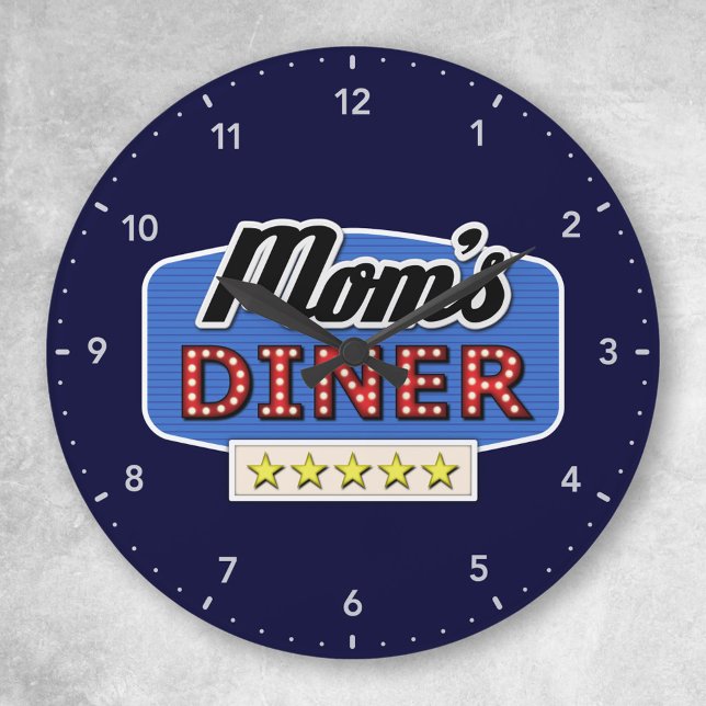 Retro Moms Diner 1950s Kitchen Decor Large Clock (Creator Uploaded)