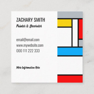 Retro Mondrian Style Colour Composition Square Business Card