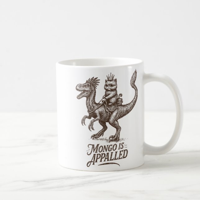 Retro Mongo Is Appalled Princess Cat Riding Dinosa Coffee Mug (Right)