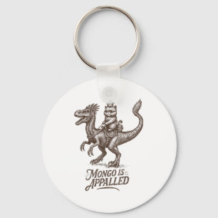Retro Mongo Is Appalled Princess Cat Riding Dinosa Key Ring