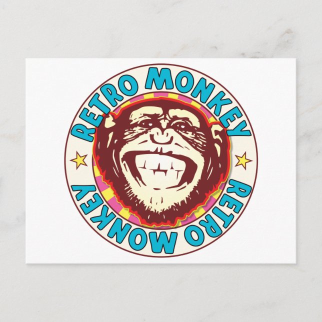 Retro Monkey Postcard (Front)