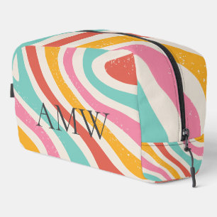 Retro Monogram Colorful Wavy Stripes Zipper Pouch