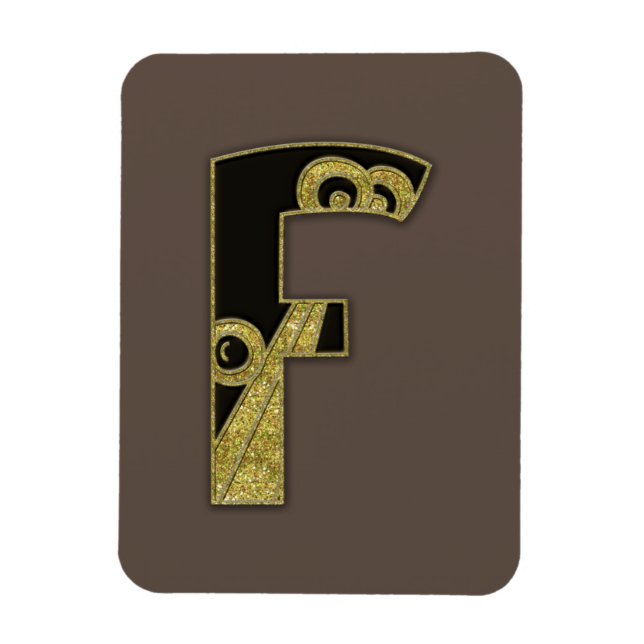 retro monogram - F Magnet (Vertical)