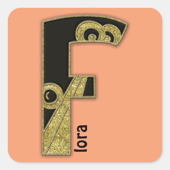retro monogram - F Square Sticker (Front)