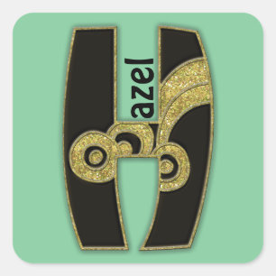 retro monogram - H Square Sticker