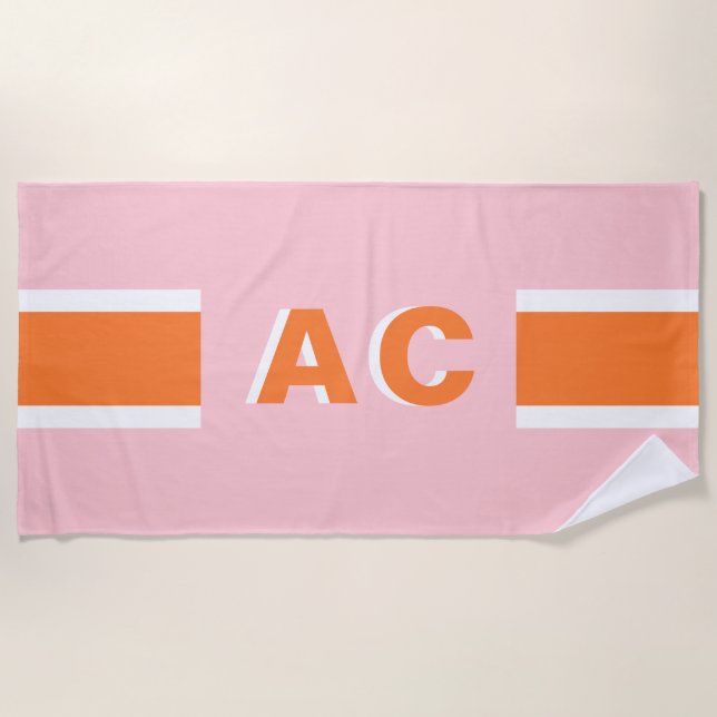 Retro Monogram Minimalist Bachelorette  Beach Towel (Front)