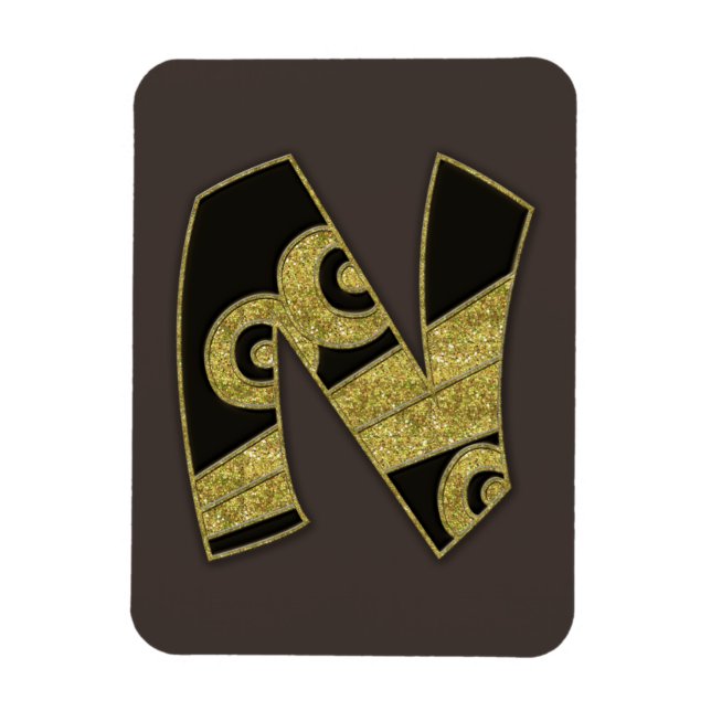 retro monogram - N Magnet (Vertical)