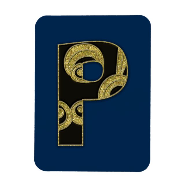 retro monogram - P Magnet (Vertical)