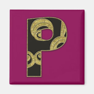 retro monogram - P Magnet