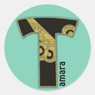 retro monogram - T Classic Round Sticker