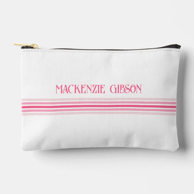 Retro Monogrammed Minimalist Stripes Accessory Bag (Front)