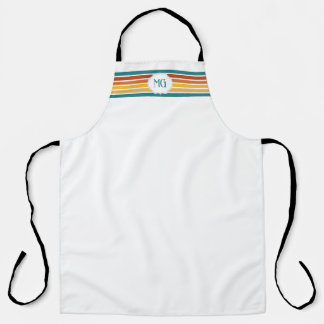 Retro Monogrammed Minimalist Stripes Apron