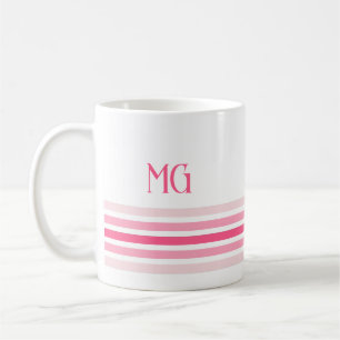 Retro Monogrammed Minimalist Stripes Coffee Mug