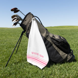 Retro Monogrammed Minimalist Stripes Golf Towel