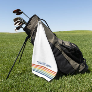 Retro Monogrammed Minimalist Stripes Golf Towel
