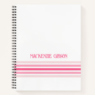 Retro Monogrammed Minimalist Stripes Notebook