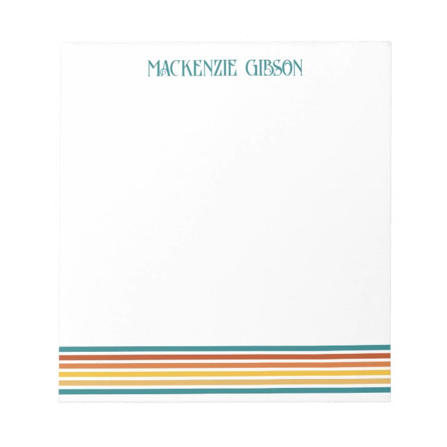 Retro Monogrammed Minimalist Stripes Notepad (Front)