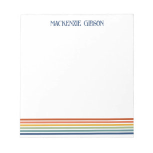 Retro Monogrammed Minimalist Stripes Notepad
