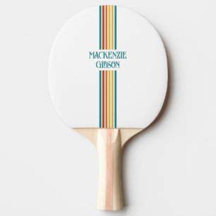 Retro Monogrammed Minimalist Stripes Ping Pong Paddle