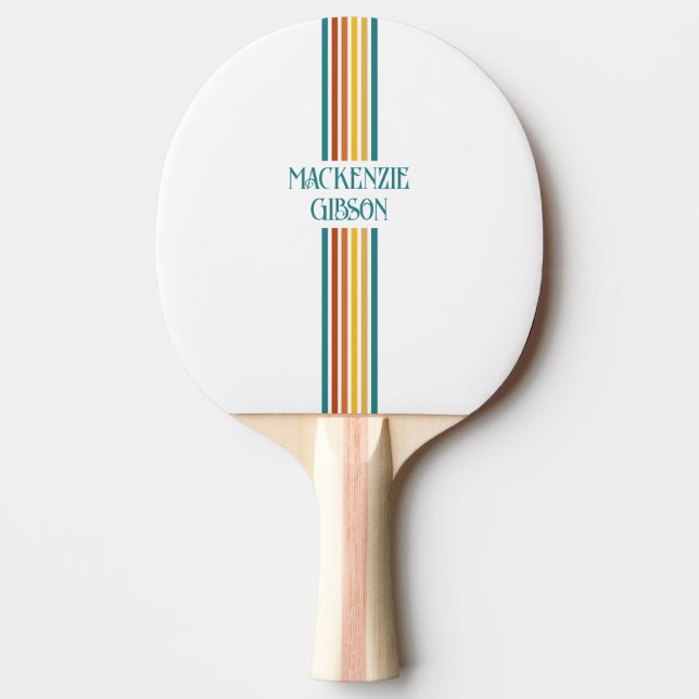 Retro Monogrammed Minimalist Stripes Ping Pong Paddle (Front)