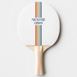 Retro Monogrammed Minimalist Stripes Ping Pong Paddle