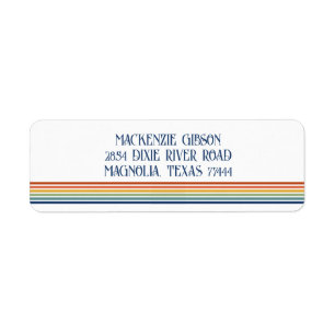 Retro Monogrammed Minimalist Stripes Return Address Label