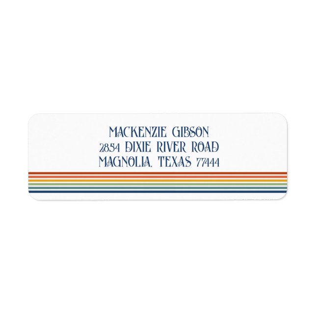 Retro Monogrammed Minimalist Stripes Return Address Label (Front)