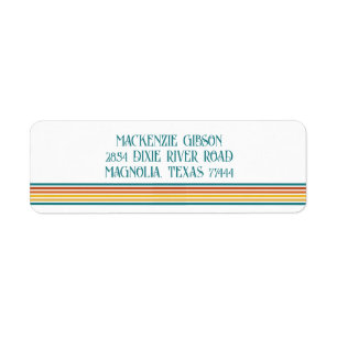 Retro Monogrammed Minimalist Stripes Return Address Label